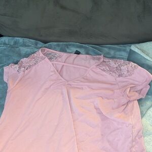 Lace-Trimmed Pink top